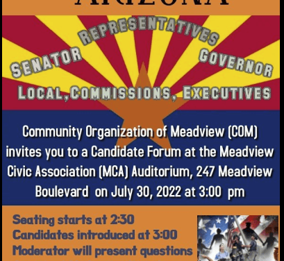 7/30/22  at 3 PM at the MCA:   Candidate Forum — I am “BANNED”